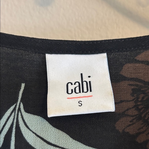 Cabi Floral Black Sheer Blouse Sz Small Lightweight Ruffled Sleeves - Picture 2 of 5